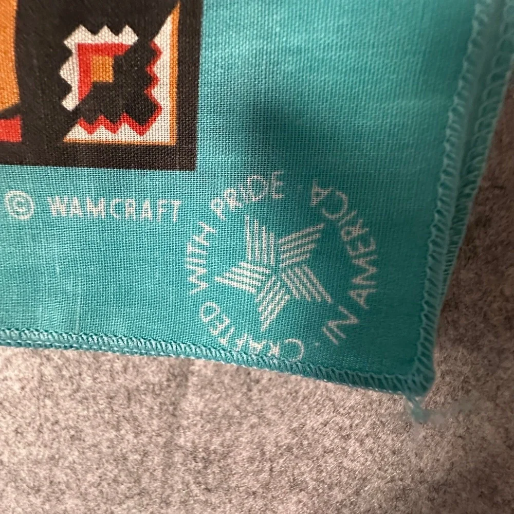 Wamcraft Bandana 21x21.5 Teal Multicolor Southwestern Thunderbird Geometric